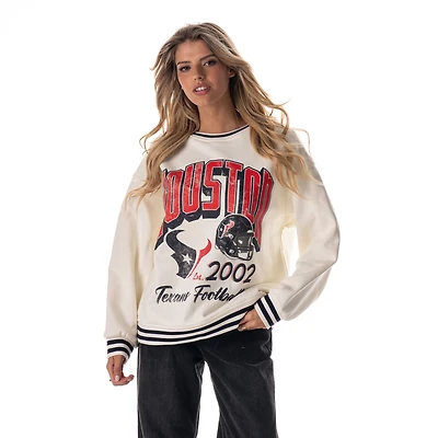 Women's The Wild Collective Cream Houston Texans Oversized Vintage French Terry Sweatshirt