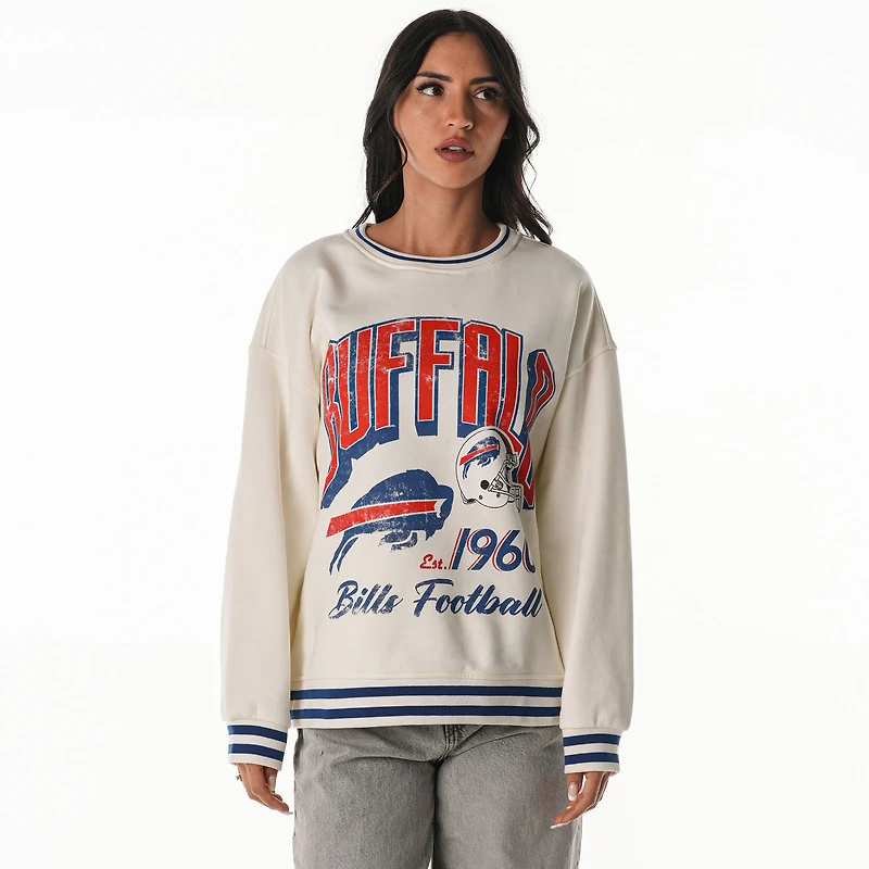 Women's The Wild Collective Cream Buffalo Bills Oversized Vintage French Terry Sweatshirt