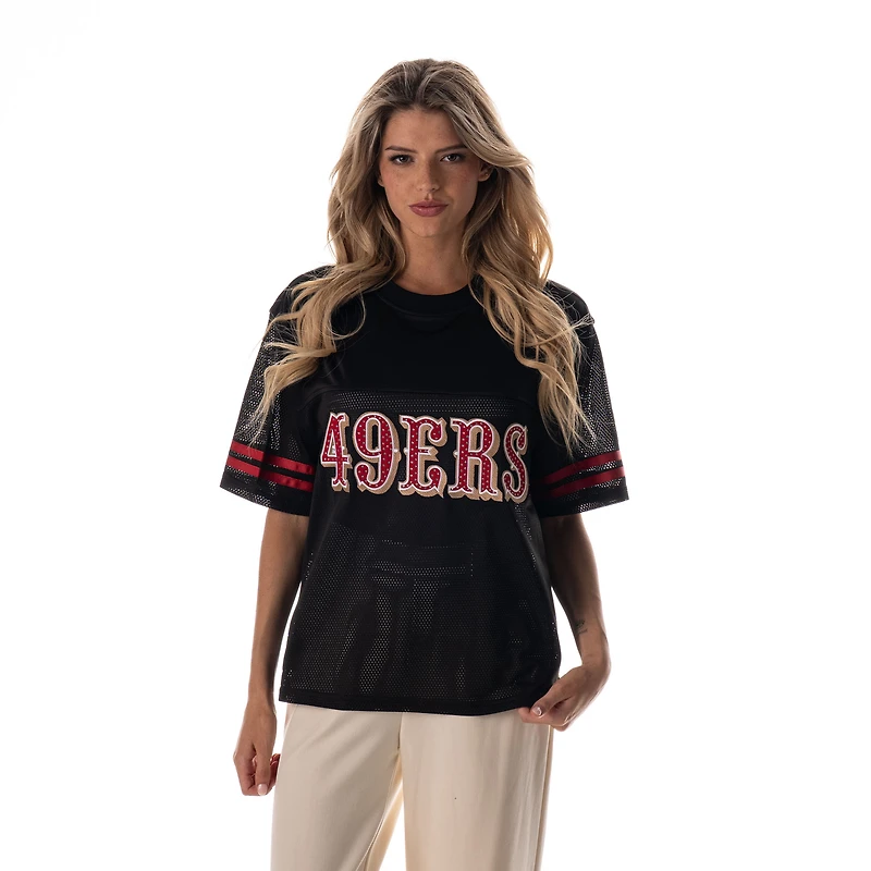 Women's The Wild Collective Black San Francisco 49ers Boxy Mesh Jersey