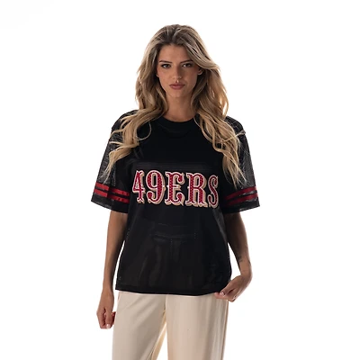 Women's The Wild Collective Black San Francisco 49ers Boxy Mesh Jersey