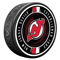 New Jersey Devils Ribbon Hockey Puck