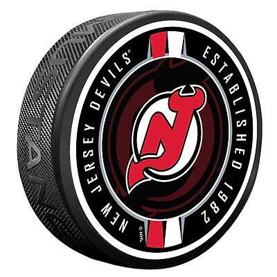 New Jersey Devils Ribbon Hockey Puck