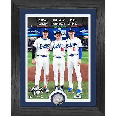 Highland Mint Yoshinobu Yamamoto, Shohei Ohtani & Rōki Sasaki Los Angeles Dodgers 2025 MLB World Tour: Tokyo Series 13" x 16" Silver Coin Photo Mint