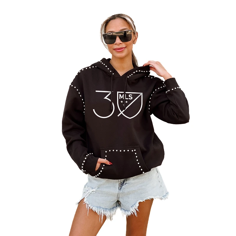 Women's Gameday Couture Black MLS 30th Anniversary Studded Pullover Hoodie