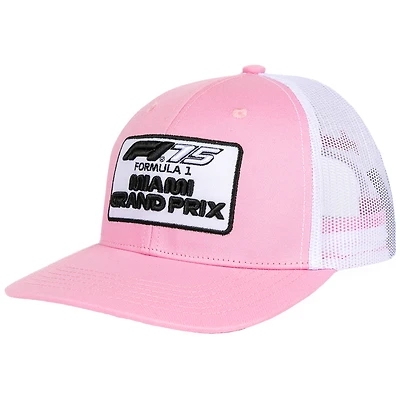 Men's Pink F1 2025 Miami Grand Prix Patch Trucker Adjustable Hat