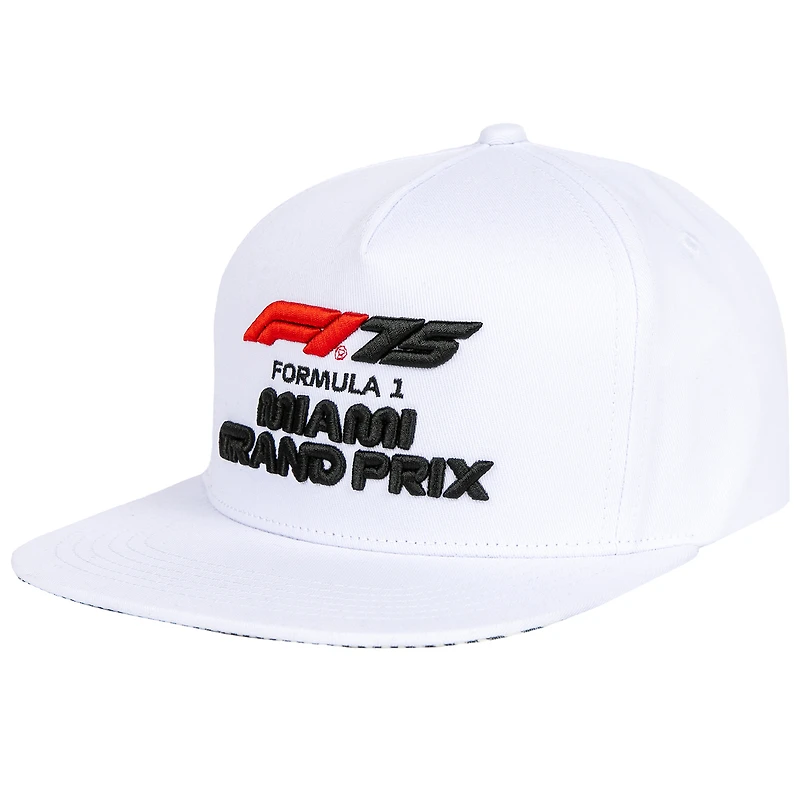 Men's White F1 2025 Miami Grand Prix Classic Snapback Hat