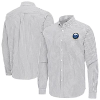 Men's Antigua Gray Buffalo Sabres Ellis Tri-Blend Long Sleeve Button-Down Shirt