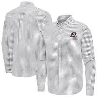 Men's Antigua Gray Anaheim Ducks Ellis Tri-Blend Long Sleeve Button-Down Shirt