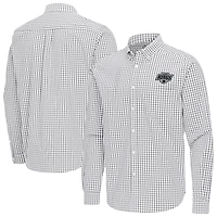 Men's Antigua Gray Los Angeles Kings Ellis Tri-Blend Long Sleeve Button-Down Shirt
