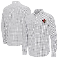 Men's Antigua Gray Ottawa Senators Ellis Tri-Blend Long Sleeve Button-Down Shirt
