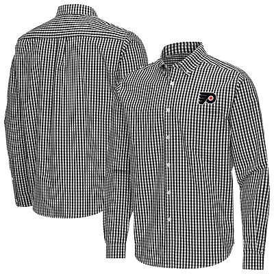 Men's Antigua Black Philadelphia Flyers Ellis Tri-Blend Long Sleeve Button-Down Shirt
