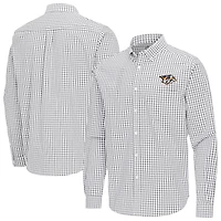 Men's Antigua Gray Nashville Predators Ellis Tri-Blend Long Sleeve Button-Down Shirt