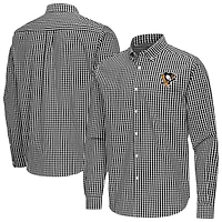 Men's Antigua Black Pittsburgh Penguins Ellis Tri-Blend Long Sleeve Button-Down Shirt