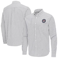 Men's Antigua Gray Winnipeg Jets Ellis Tri-Blend Long Sleeve Button-Down Shirt