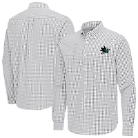 Men's Antigua Gray San Jose Sharks Ellis Tri-Blend Long Sleeve Button-Down Shirt