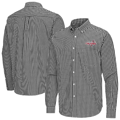 Men's Antigua Black Washington Capitals Ellis Tri-Blend Long Sleeve Button-Down Shirt