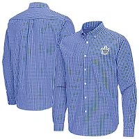 Men's Antigua Blue Toronto Maple Leafs Ellis Tri-Blend Long Sleeve Button-Down Shirt
