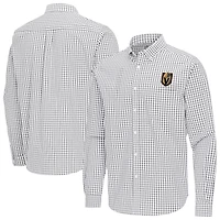 Men's Antigua Gray Vegas Golden Knights Ellis Tri-Blend Long Sleeve Button-Down Shirt