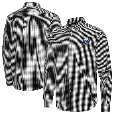Men's Antigua Black Buffalo Sabres Ellis Tri-Blend Long Sleeve Button-Down Shirt