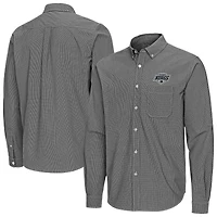 Men's Antigua Black Los Angeles Kings Porter Woven Tri-Blend Long Sleeve Button-Down Shirt