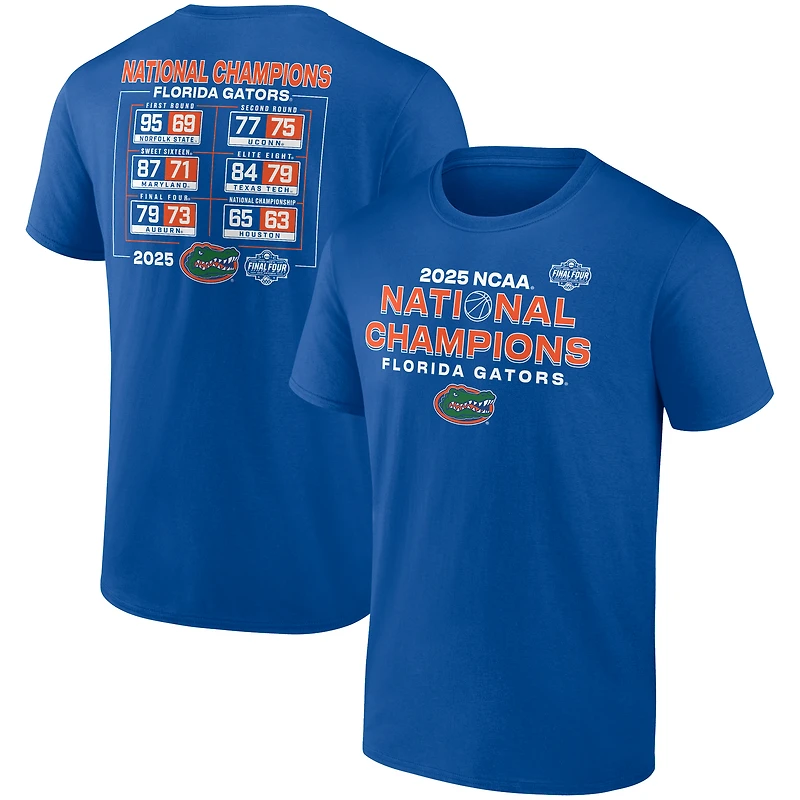 Men's Fanatics Royal Florida Gators 2025 NCAA Men's Basketball National Champions Schedule T-Shirt