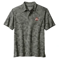 Men's Tommy Bahama Gray Ohio State Buckeyes Palm Fresco Hibiscus IslandZone® Polo