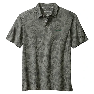 Men's Tommy Bahama Gray Oregon Ducks Palm Fresco Hibiscus IslandZone® Polo