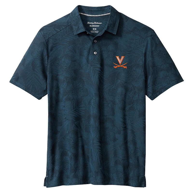 Men's Tommy Bahama Navy Virginia Cavaliers Palm Fresco Hibiscus IslandZone® Polo