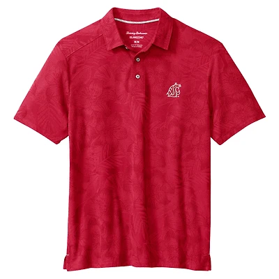 Men's Tommy Bahama Crimson Washington State Cougars Palm Fresco Hibiscus IslandZone® Polo