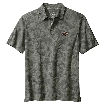 Men's Tommy Bahama Gray Colorado Buffaloes Palm Fresco Hibiscus IslandZone® Polo
