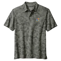 Men's Tommy Bahama Gray Kansas Jayhawks Palm Fresco Hibiscus IslandZone® Polo