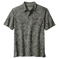 Men's Tommy Bahama Gray LSU Tigers Palm Fresco Hibiscus IslandZone® Polo