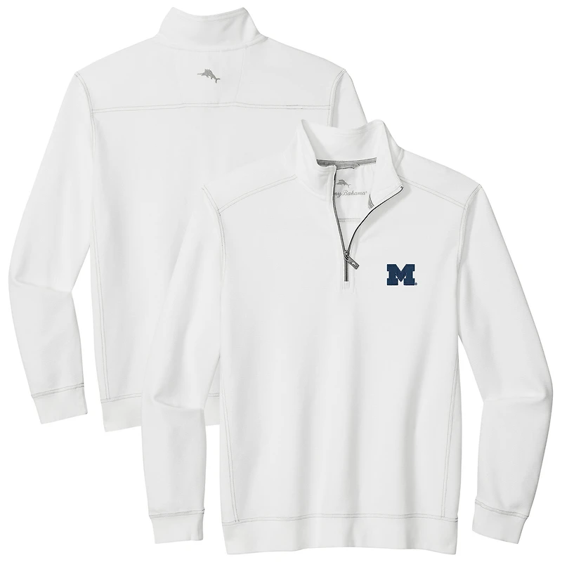 Men's Tommy Bahama White Michigan Wolverines Montego Bay Half-Zip Jacket