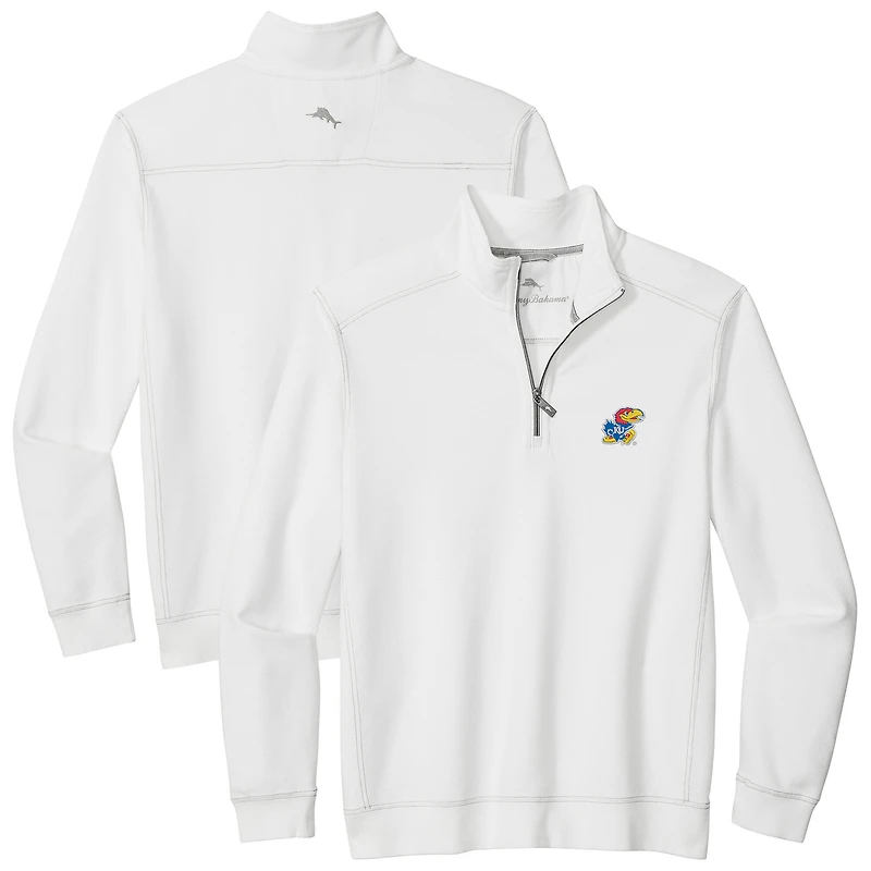 Men's Tommy Bahama White Kansas Jayhawks Montego Bay Half-Zip Jacket