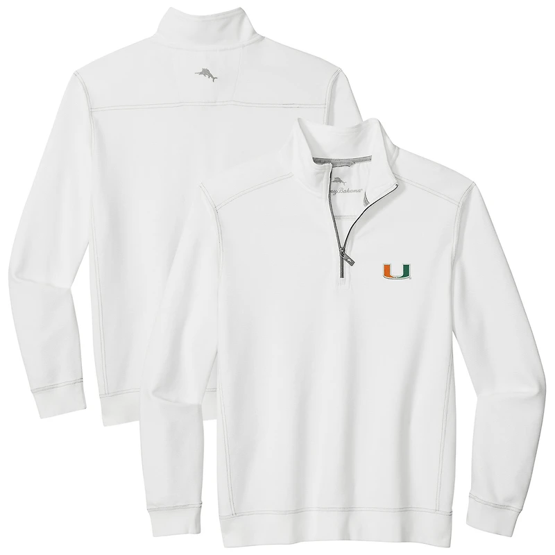 Men's Tommy Bahama White Miami Hurricanes Montego Bay Half-Zip Jacket