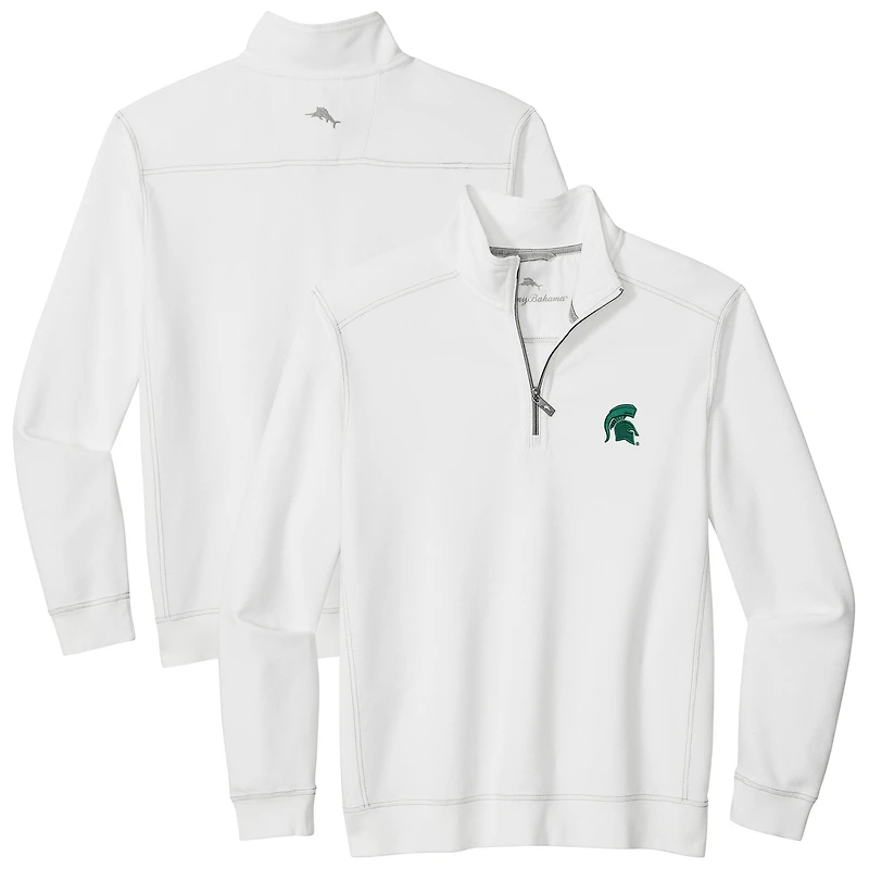 Men's Tommy Bahama White Michigan State Spartans Montego Bay Half-Zip Jacket