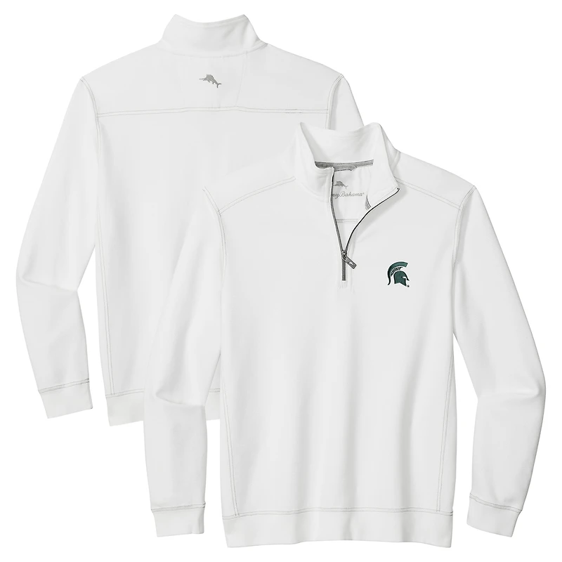 Men's Tommy Bahama White Michigan State Spartans Montego Bay Half-Zip Jacket