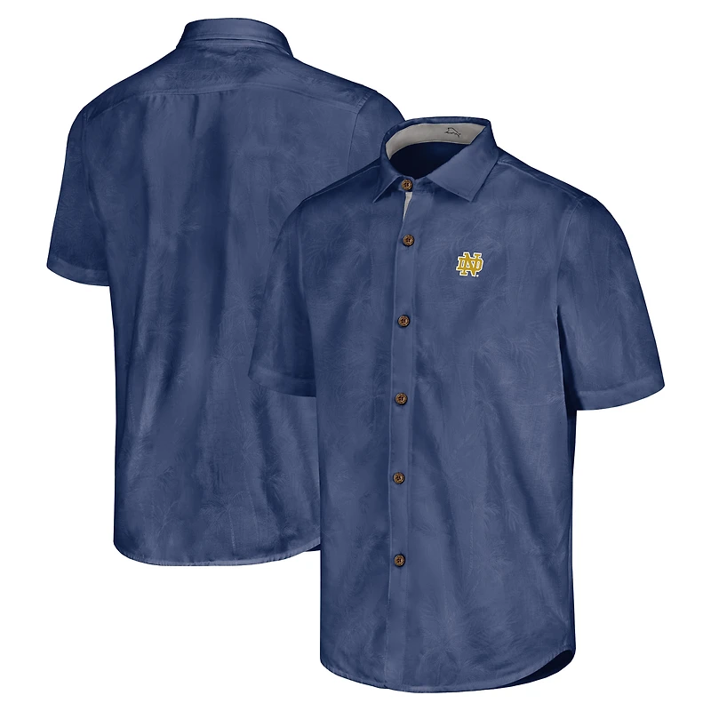 Men's Tommy Bahama Navy Notre Dame Fighting Irish Sport Coconut Point Palm Vista IslandZone Button-Up Shirt