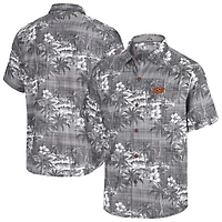 Men's Tommy Bahama Black Oklahoma State Cowboys Coconut Point Palmetta IslandZone Camp Button-Up Shirt