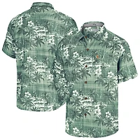 Men's Tommy Bahama Green Miami Hurricanes Coconut Point Palmetta IslandZone Camp Button-Up Shirt