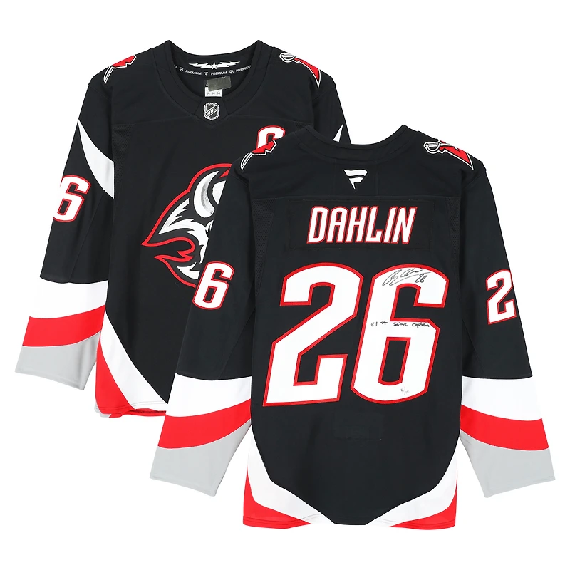 Rasmus Dahlin Buffalo Sabres Autographed Black Alternate Fanatics Premium Jersey with "21st Sabres Captain" Inscription - Limited Edition of 10