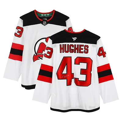 Luke Hughes New Jersey Devils Autographed White Fanatics Premium Jersey