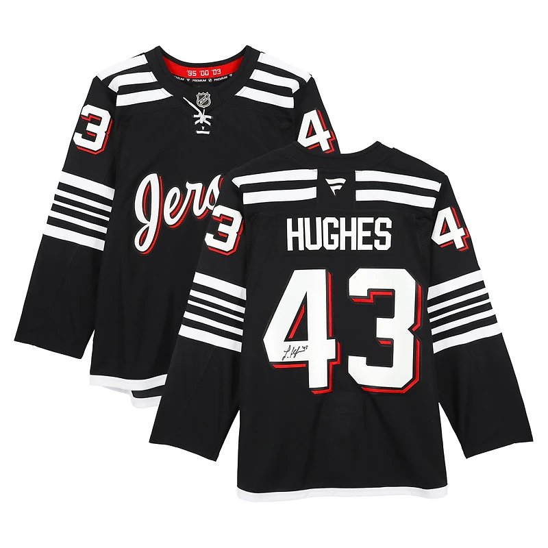 Luke Hughes New Jersey Devils Autographed Black Fanatics Premium Jersey