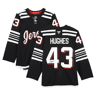 Luke Hughes New Jersey Devils Autographed Black Fanatics Premium Jersey