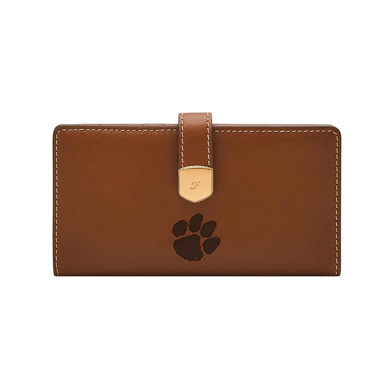 Fossil  Clemson Tigers Lennox Leather Tab Bifold Wallet