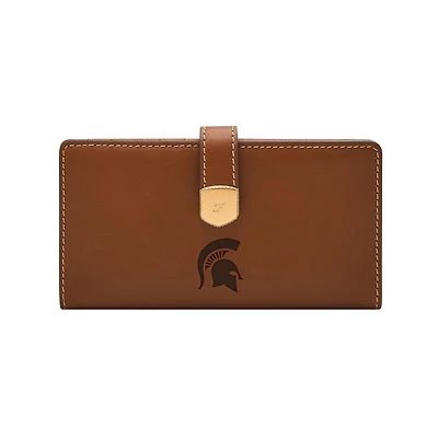 Fossil  Michigan State Spartans Lennox Leather Tab Bifold Wallet