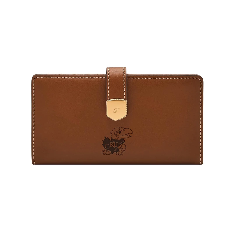 Fossil  Kansas Jayhawks Lennox Leather Tab Bifold Wallet
