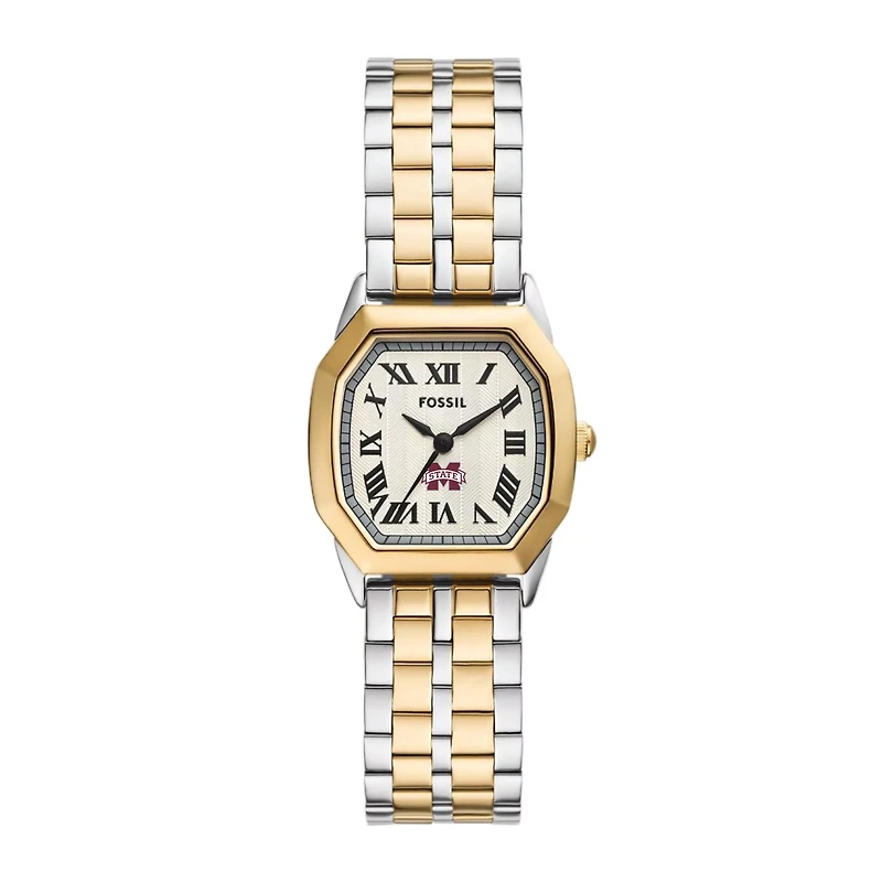 Fossil Mississippi State Bulldogs Harlow Three-Hand Two-Tone Stainless Steel Watch