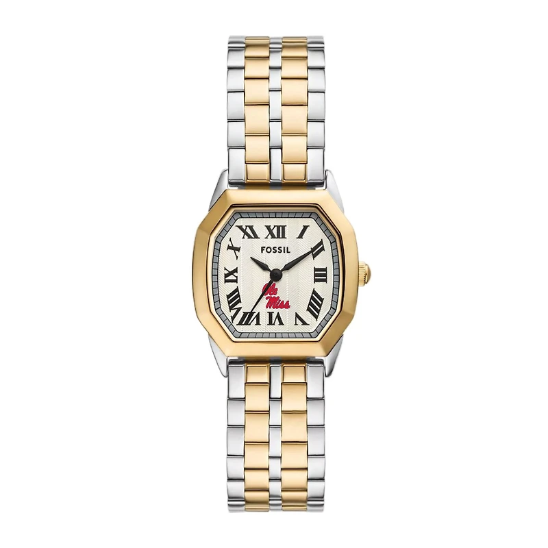 Fossil Ole Miss Rebels Harlow Three-Hand Two-Tone Stainless Steel Watch