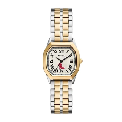 Fossil Ole Miss Rebels Harlow Three-Hand Two-Tone Stainless Steel Watch